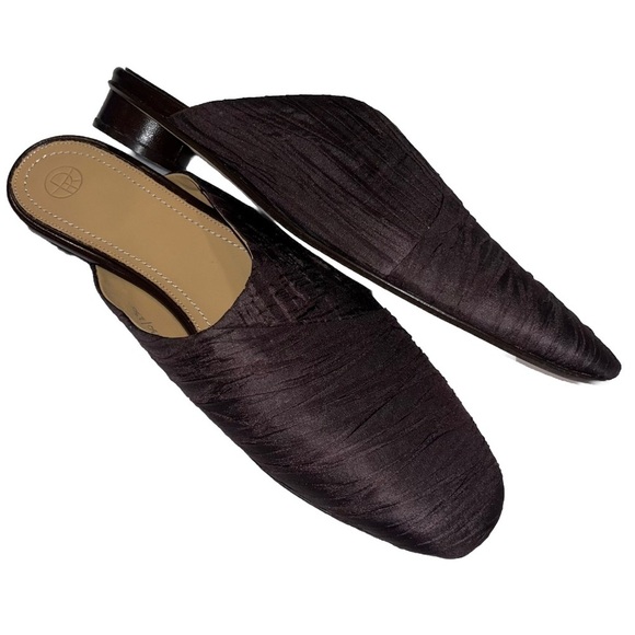 The Row Shoes - THE ROW Mira Mules Brown Silk Slides Shoes EU 38 US 8 Designer Quiet Luxury NIB